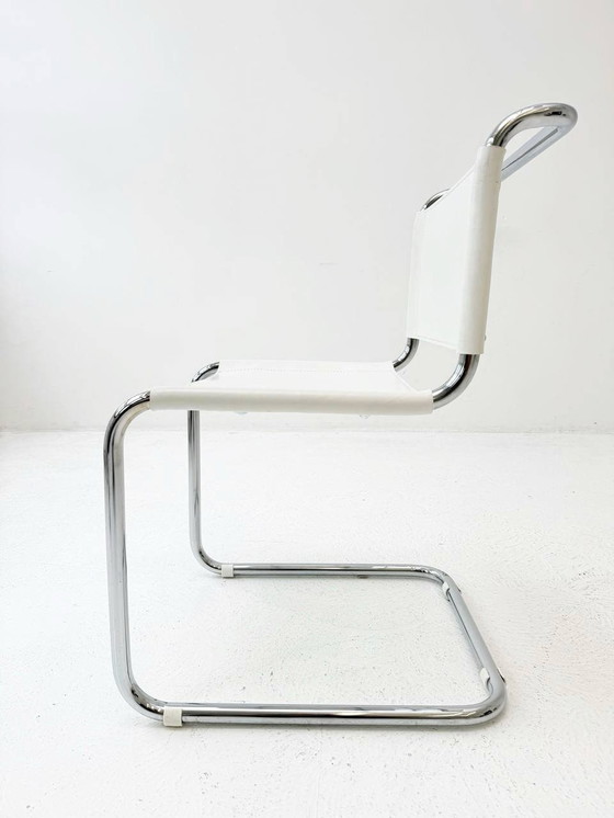 Image 1 of Set of 4 white cantilever chairs S33 by Mart Stam, Italy