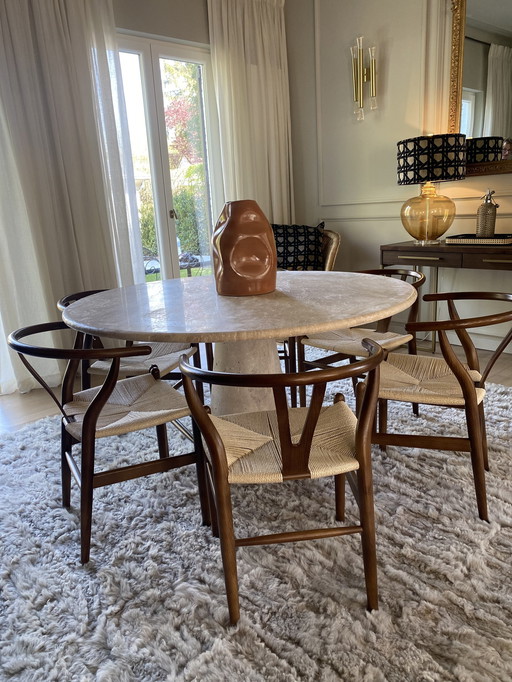 Round Travertine Dining Table