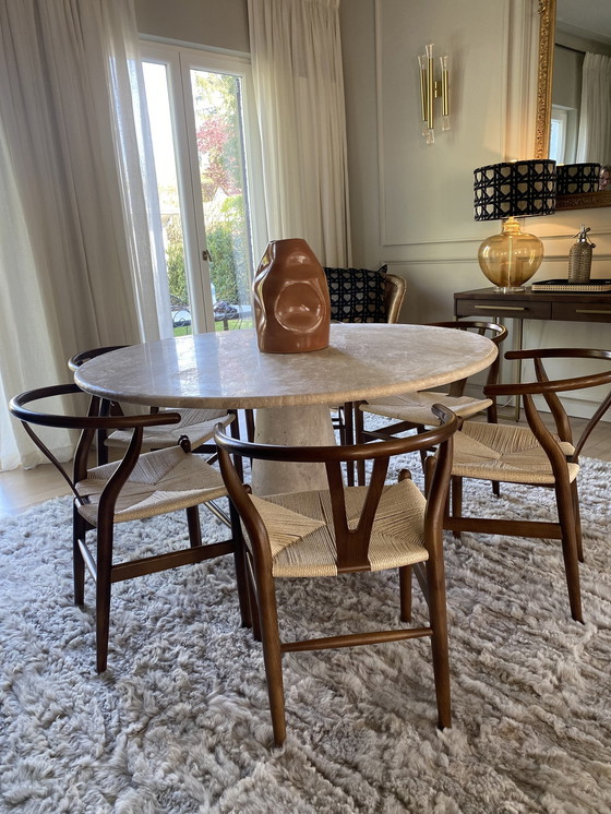 Image 1 of Round Travertine Dining Table