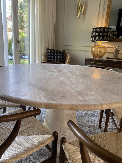 Round Travertine Dining Table