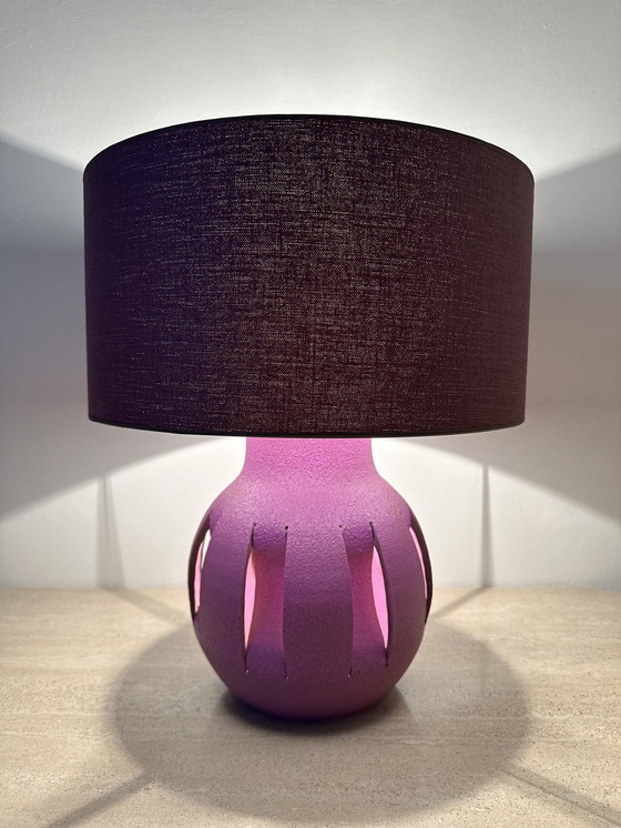 Image 1 of Purple Ceramic Table Lamp , 1970S