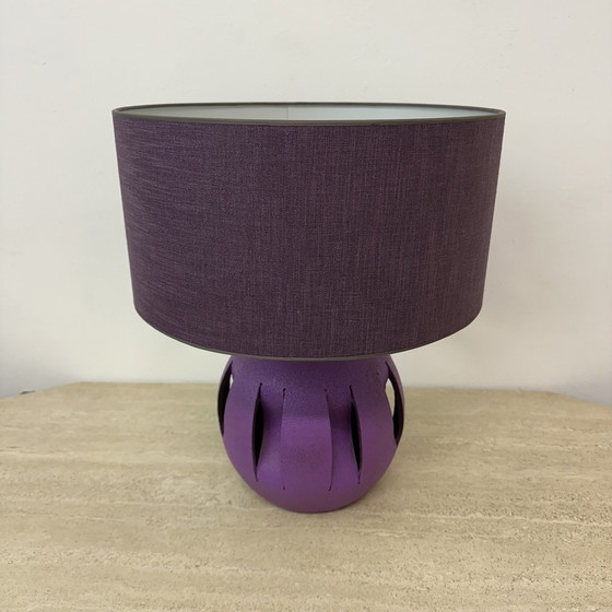 Image 1 of Purple Ceramic Table Lamp , 1970S