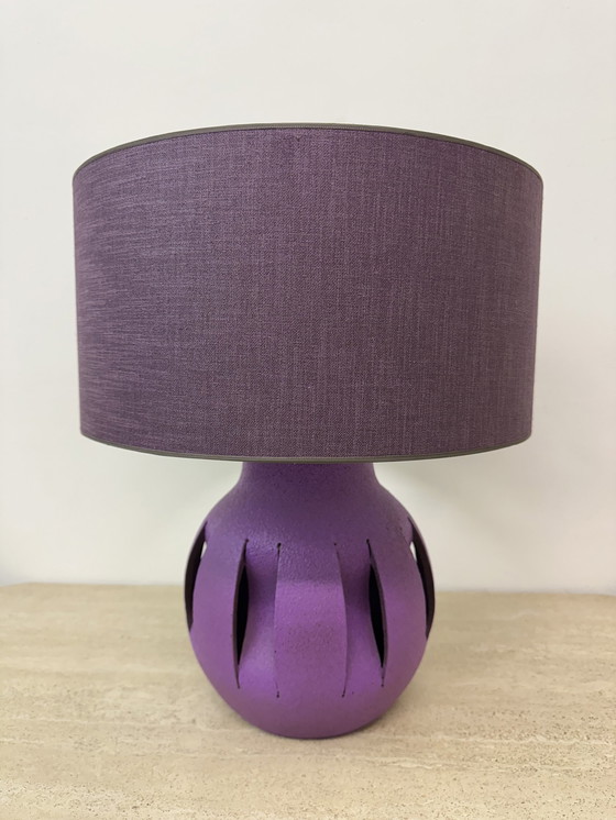 Image 1 of Purple Ceramic Table Lamp , 1970S