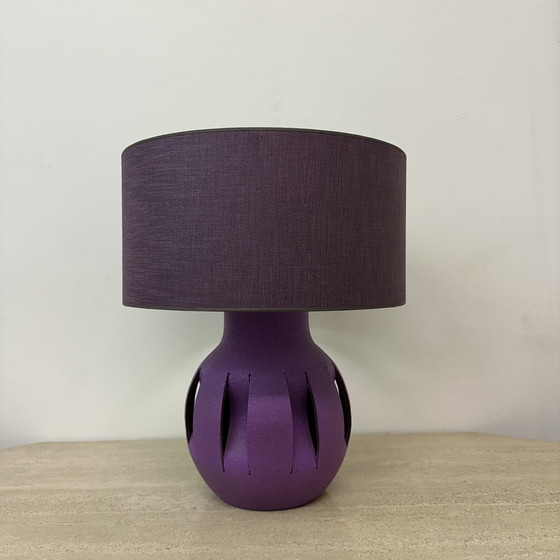 Image 1 of Purple Ceramic Table Lamp , 1970S