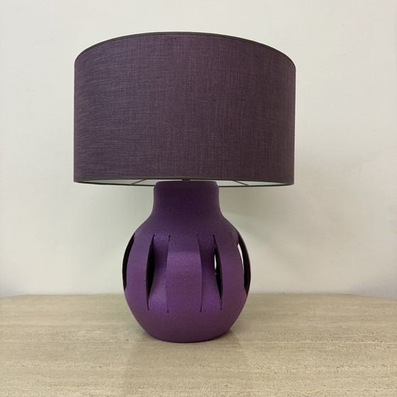 Image 1 of Purple Ceramic Table Lamp , 1970S