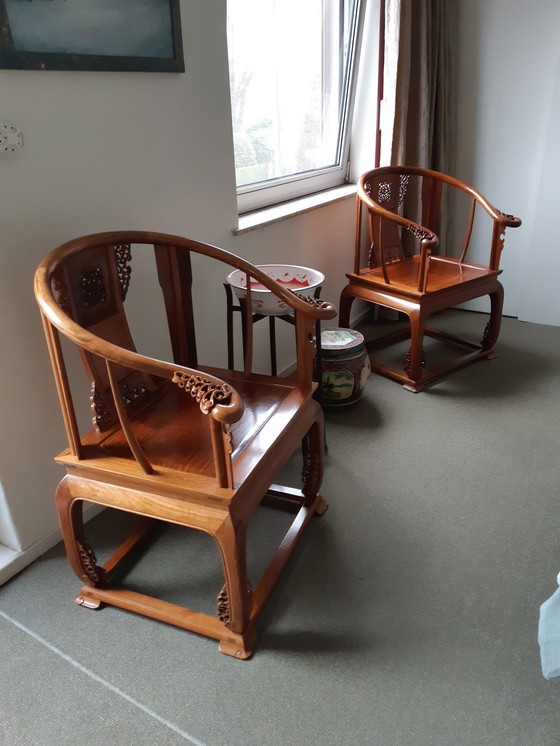 Image 1 of 2 Pieces of Chinese Horseshoe Chairs