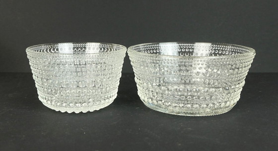 Image 1 of 1 PLATE and 3 BOWLS oiva toikka kastehelmi nuutajärvi finland glass