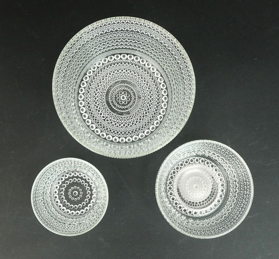 Image 1 of 1 PLATE and 3 BOWLS oiva toikka kastehelmi nuutajärvi finland glass