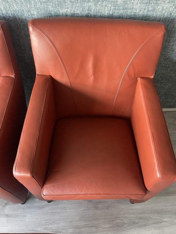 Image 1 of 2x Leolux Dolcinea fauteuil en cuir + pouf