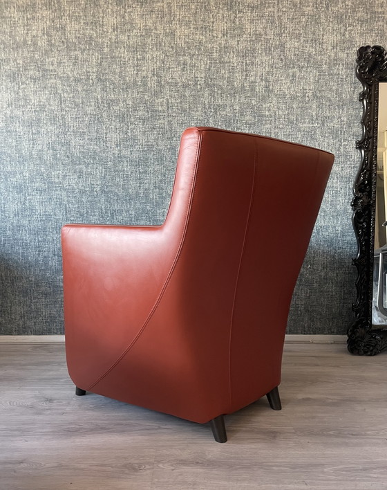 Image 1 of 2x Leolux Dolcinea Leather Armchair + footstool