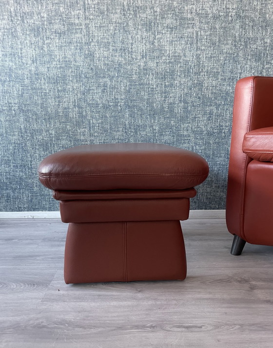 Image 1 of 2x Leolux Dolcinea Leather Armchair + footstool