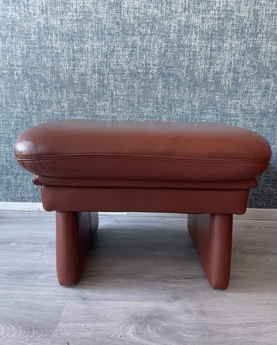 Image 1 of 2x Leolux Dolcinea fauteuil en cuir + pouf