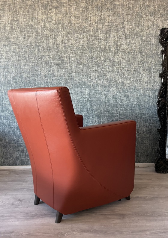 Image 1 of 2x Leolux Dolcinea Leather Armchair + footstool