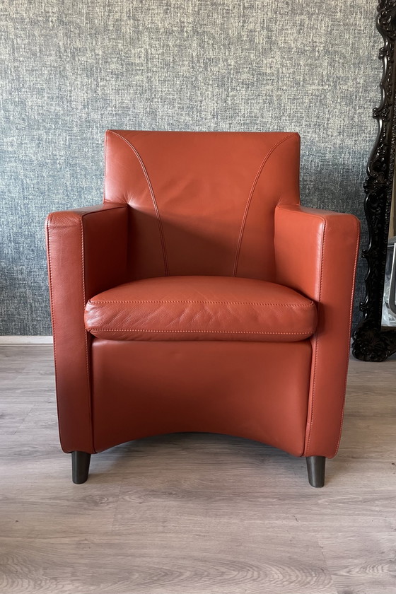 Image 1 of 2x Leolux Dolcinea fauteuil en cuir + pouf