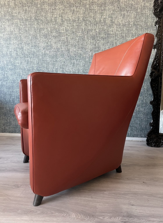 Image 1 of 2x Leolux Dolcinea fauteuil en cuir + pouf