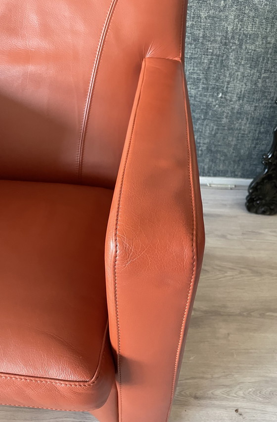 Image 1 of 2x Leolux Dolcinea fauteuil en cuir + pouf