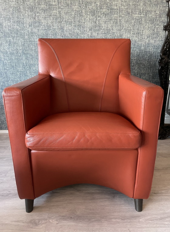 Image 1 of 2x Leolux Dolcinea fauteuil en cuir + pouf