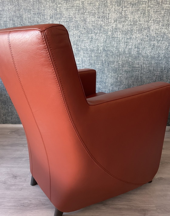 Image 1 of 2x Leolux Dolcinea fauteuil en cuir + pouf