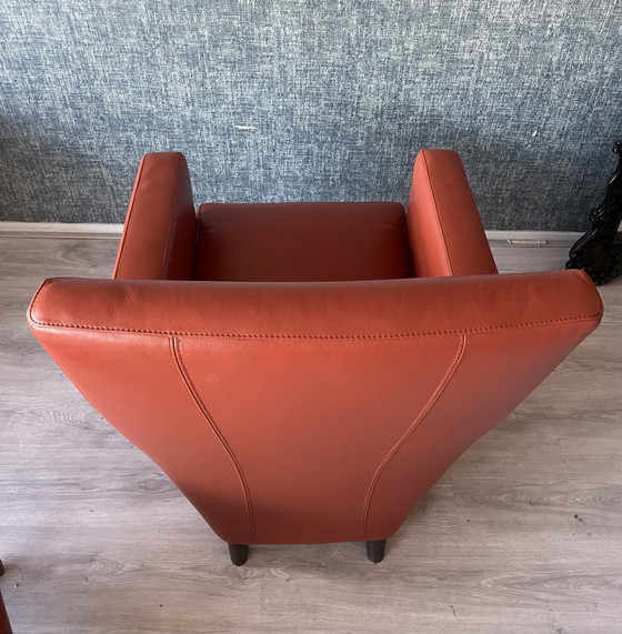 Image 1 of 2x Leolux Dolcinea fauteuil en cuir + pouf