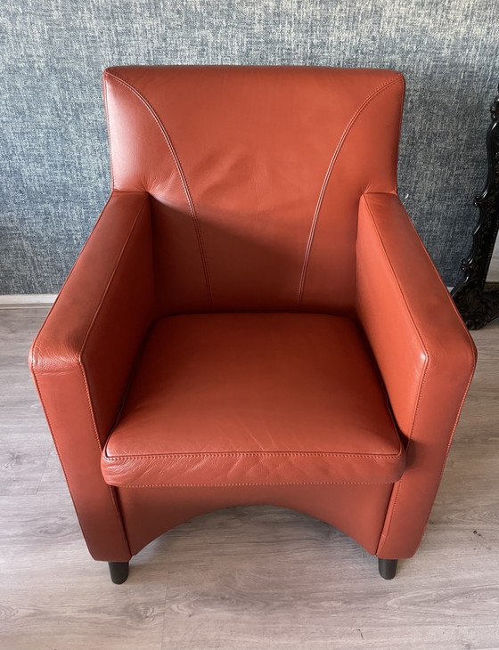 Image 1 of 2x Leolux Dolcinea fauteuil en cuir + pouf