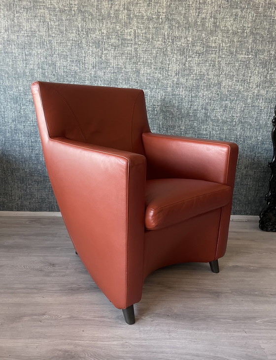 Image 1 of 2x Leolux Dolcinea fauteuil en cuir + pouf