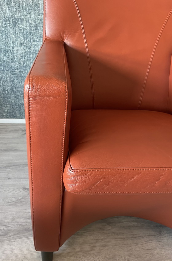 Image 1 of 2x Leolux Dolcinea fauteuil en cuir + pouf