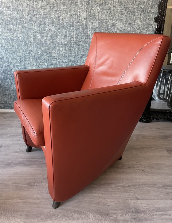 Image 1 of 2x Leolux Dolcinea fauteuil en cuir + pouf