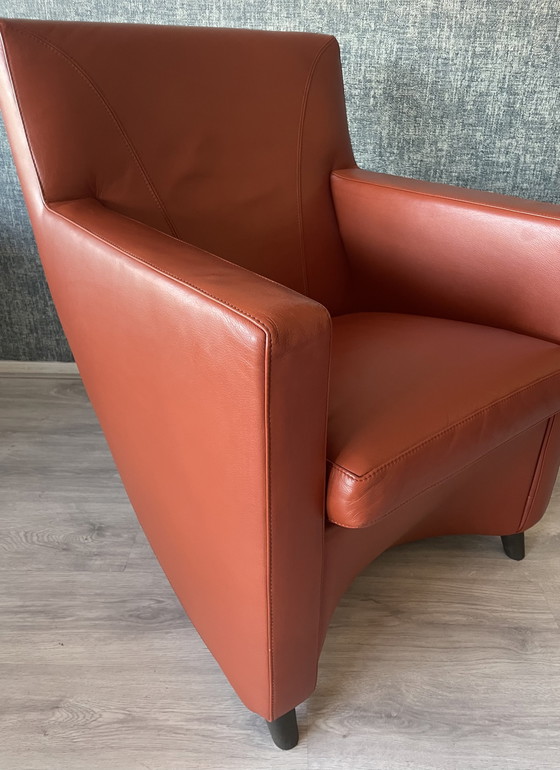 Image 1 of 2x Leolux Dolcinea fauteuil en cuir + pouf