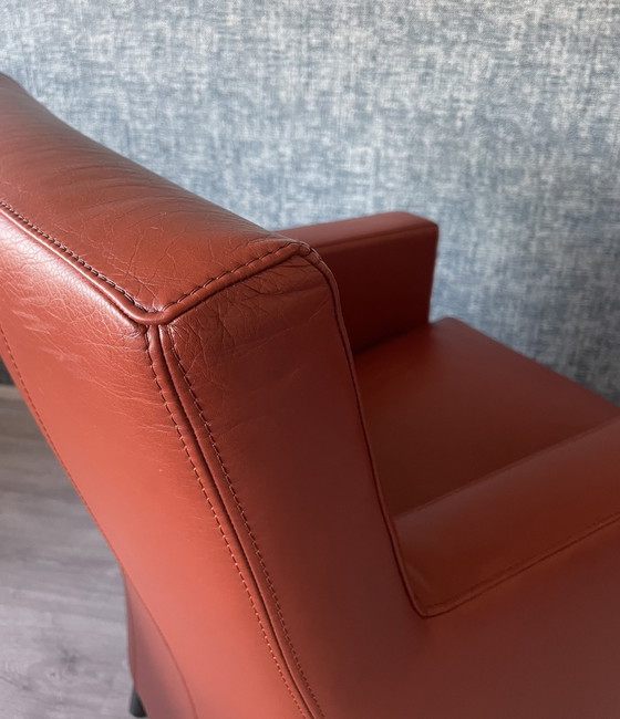 Image 1 of 2x Leolux Dolcinea Leather Armchair + footstool