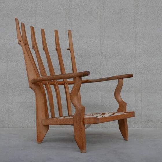 Image 1 of Sillón "Repos" de mediados de siglo de madera de roble de Guillerme et Chambron, Francia, década de 1960