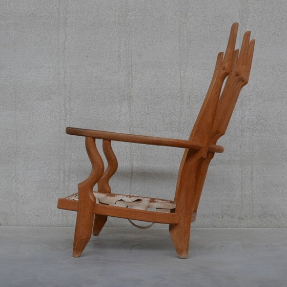 Image 1 of Sillón "Repos" de mediados de siglo de madera de roble de Guillerme et Chambron, Francia, década de 1960