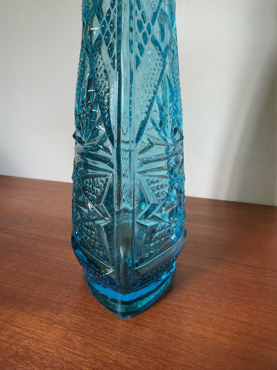 Image 1 of Empoli glass decanter Turquoise 60s