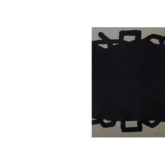 Image 1 of Vintage painting on cardboard by Eduardo Chillida