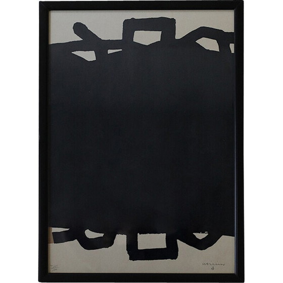 Image 1 of Vintage painting on cardboard by Eduardo Chillida