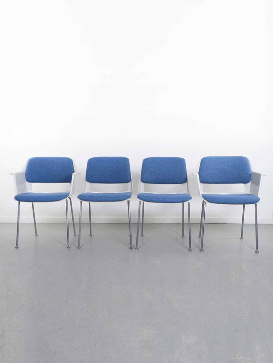 Image 1 of Set Of 4 (Ice Blue) Gispen Dining Chairs - A.R. Cordemeyer