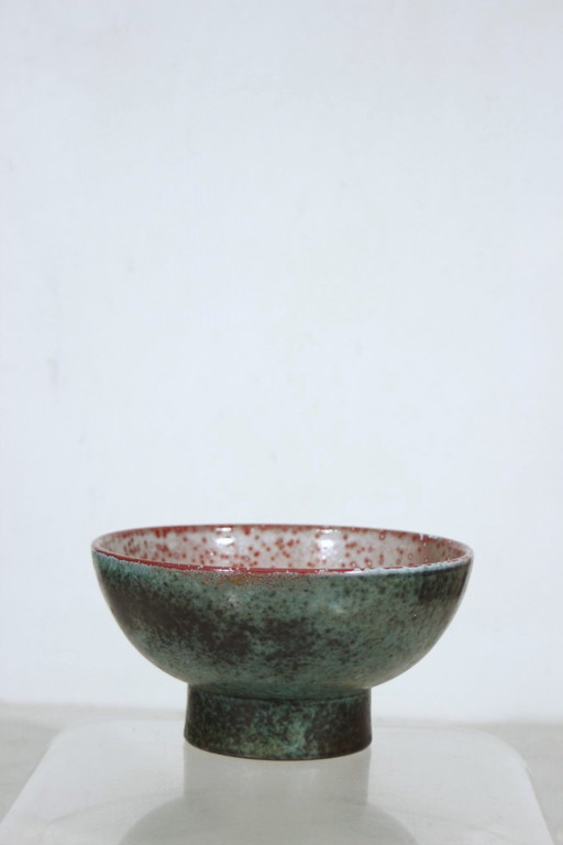 Leandro Lega À Faenza - Spotted Enamel Ceramic Bowl Italy Circa 1960