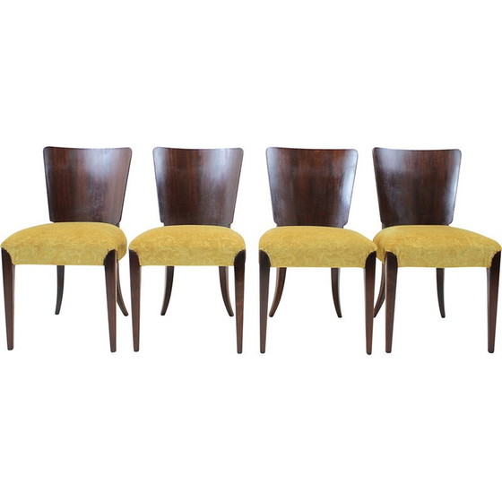 Image 1 of Set of 4 vintage Art Deco dining chairs H-214 by Jindrich Halabala for Up Závody, 1930s