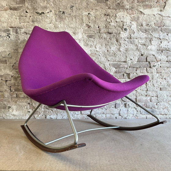 Image 1 of Rocking Chair In Pink Purple Upholstery By Geoffrey Harcourt