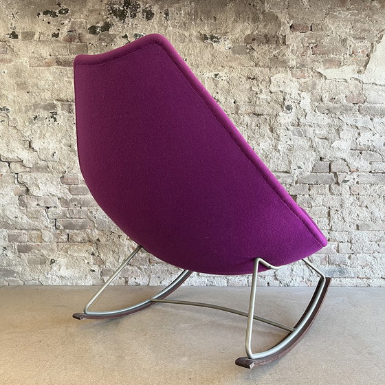 Image 1 of Rocking Chair In Pink Purple Upholstery By Geoffrey Harcourt