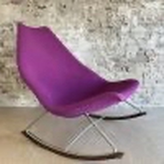 Image 1 of Rocking Chair In Pink Purple Upholstery By Geoffrey Harcourt