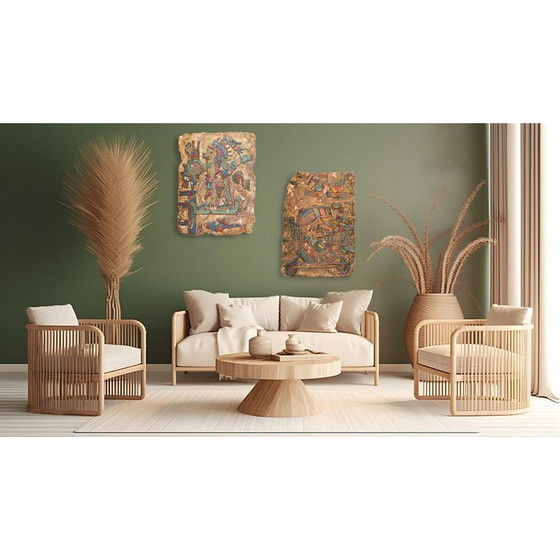 Image 1 of Lot of 5 vintage resin paintings, 1990