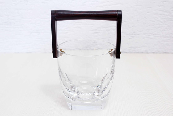 Image 1 of Mid - Century Ice Bucket, Crystal And Wood