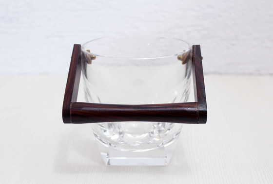 Image 1 of Mid - Century Ice Bucket, Crystal And Wood