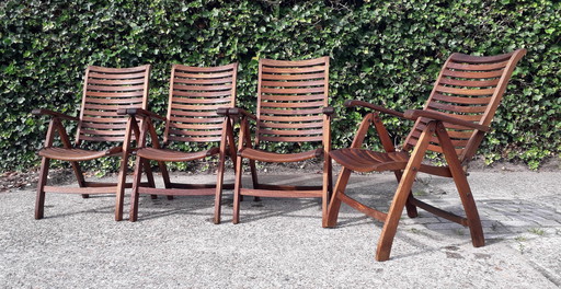 4 chaises empilables Queen's Teak, pliantes