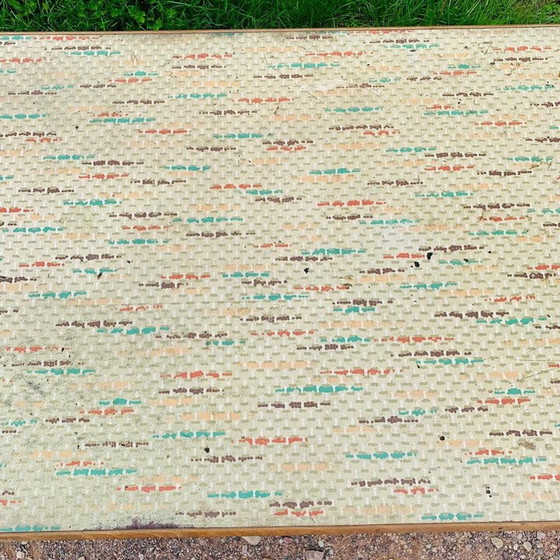 Image 1 of Vintage multicolored farmhouse table with 1 drawer
