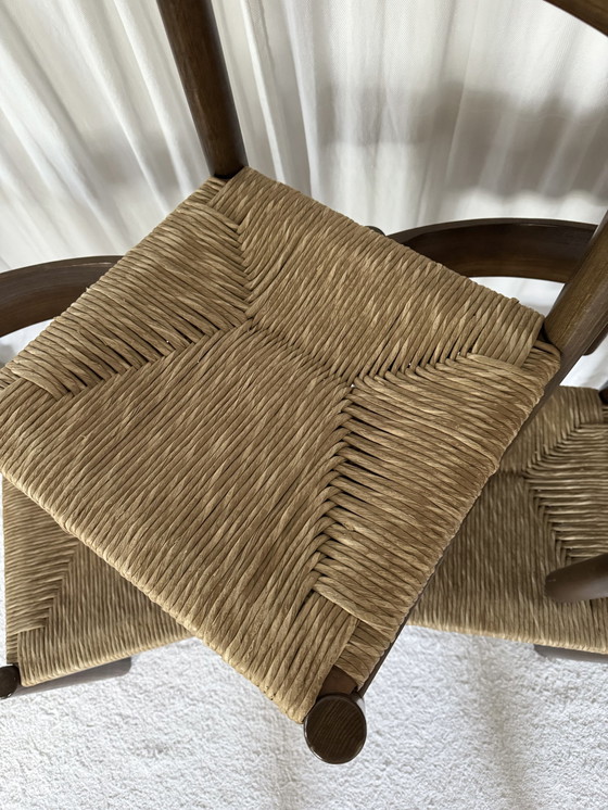 Image 1 of 2x Italian 70Ies Oak Rush Chairs