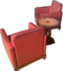2x Art Deco armchairs + matching table