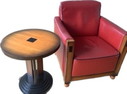 2x Art Deco armchairs + matching table