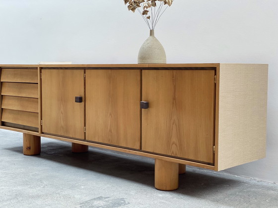 Image 1 of Sideboard ash wood Macassar handles 1970s 223cm