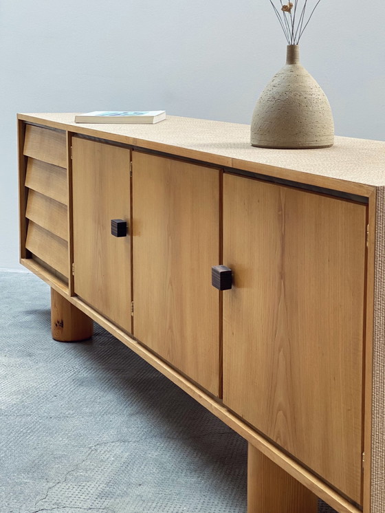 Image 1 of Sideboard ash wood Macassar handles 1970s 223cm